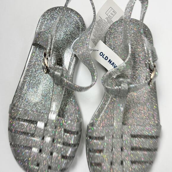 Old Navy Girls Silver Glitter Fisherman Ankle Strap Sandals Sz 12 - Picture 3 of 10